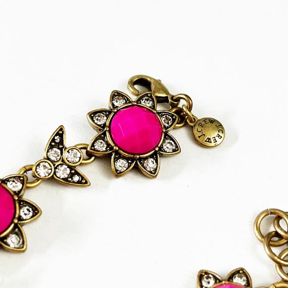 J. Crew Hot Pink Crystal Flower Bird Bracelet - Picture 5 of 6